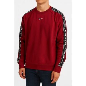 Nike Crewneck Sweatshirt Pullover Logo Tape‎ Trim Burgundy Red Small